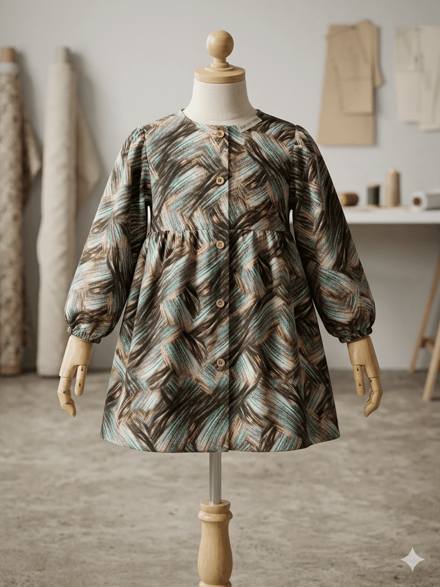 Earth-Tone Textured Abstract Tunic