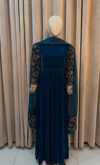 Velvet Embroidered Frock Suit — view 1