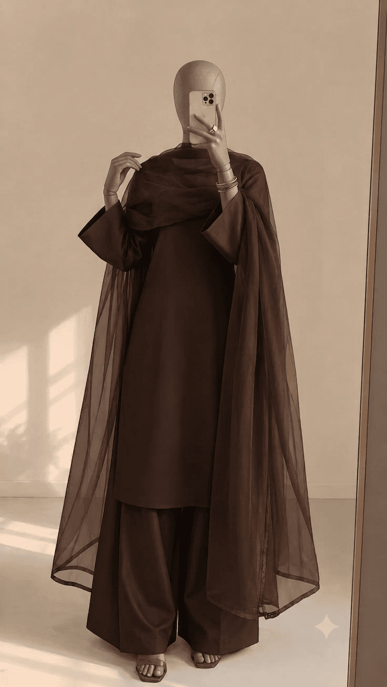 Chocolate Brown 3-Piece Raw Silk Suit — alternate view